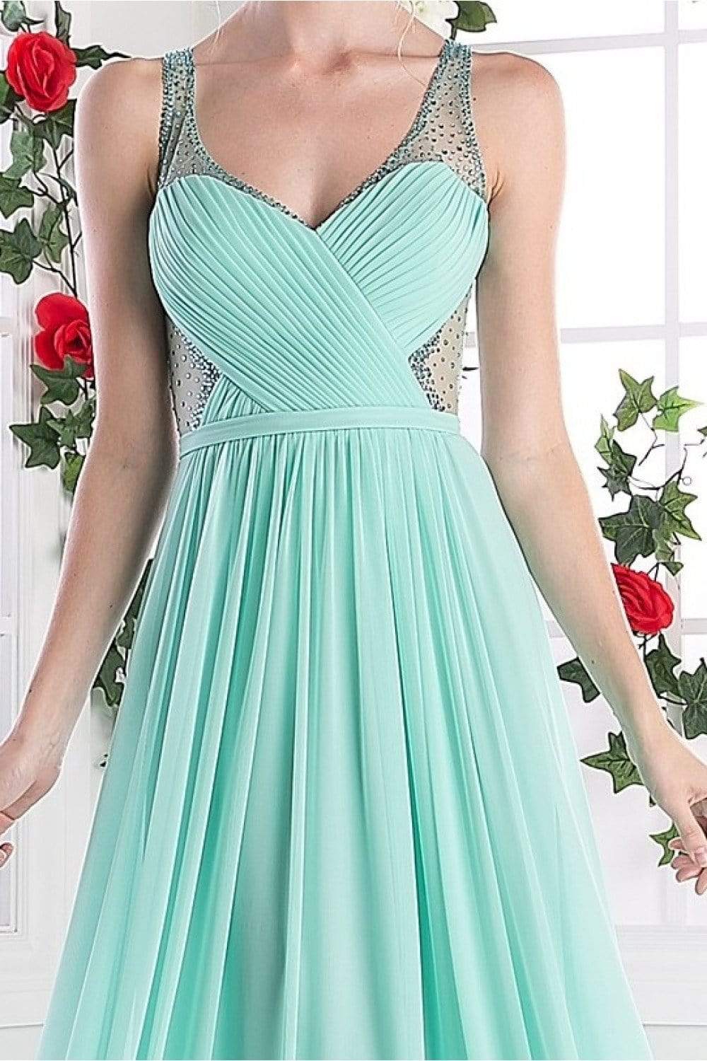 Cinderella Divine - Crisscrossed Ornate Illusion Panel Gown Special Occasion Dress