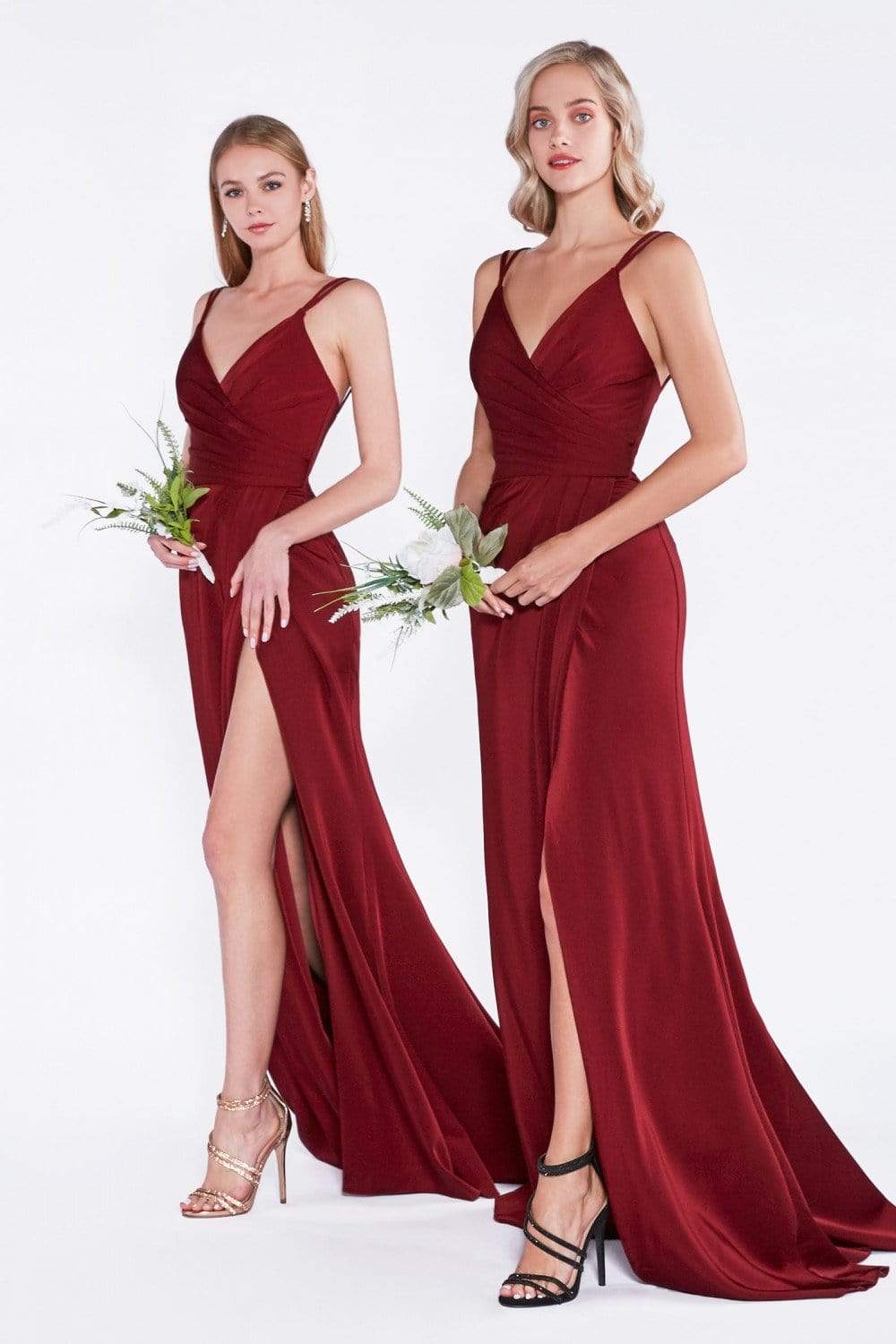 Cinderella Divine - Draped Wrap Bodice High Slit Gown KC1850  - 1 pc Tea Rose in Size 4 Available CCSALE