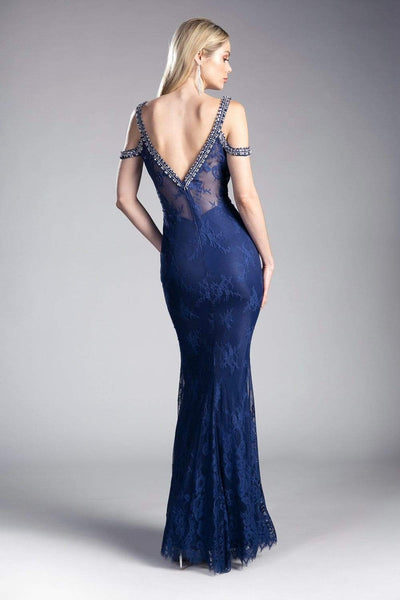 Cinderella Divine - Embellished Strappy V-neck Lace Fitted Dress Special Occasion Dress