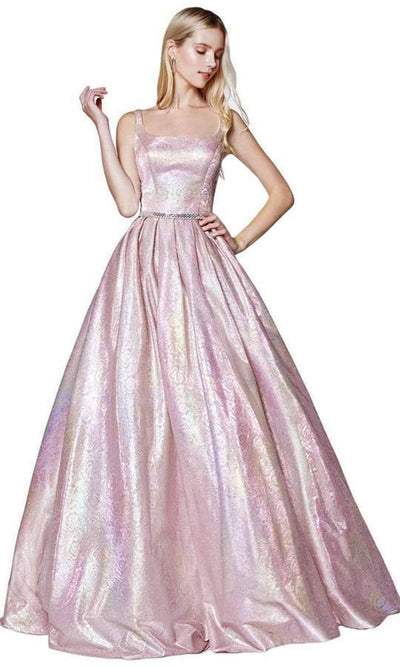 Cinderella Divine - Floral Square Pleated Ballgown KC880 In Pink