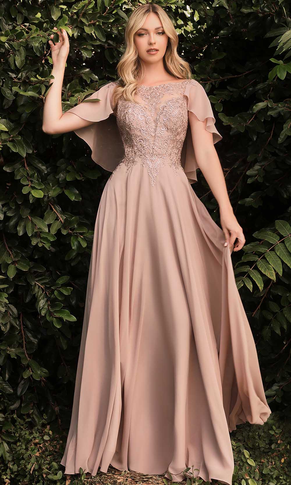 Cinderella Divine HT101 - Illusion Bateau Formal Dress Special Occasion Dress 6 / Mocha