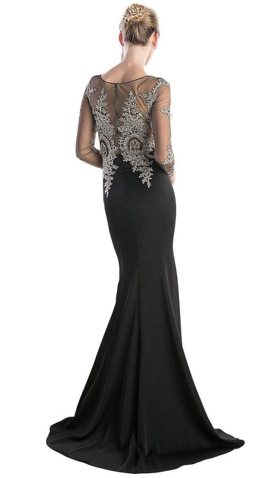 Cinderella Divine Illusion Lace Long Sleeve Trumpet Gown CCSALE 16 / Black