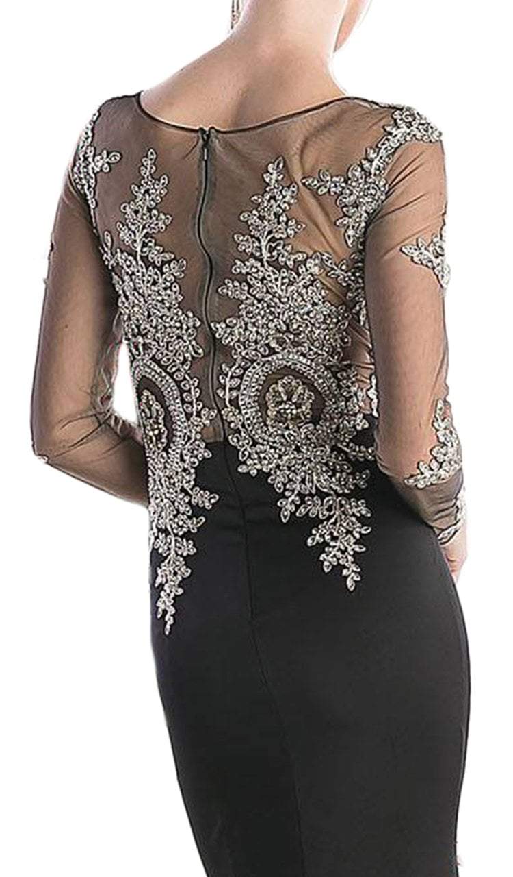 Cinderella Divine Illusion Lace Long Sleeve Trumpet Gown CCSALE 16 / Black