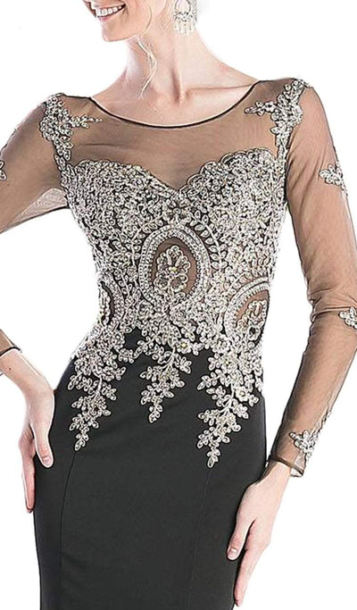 Cinderella Divine Illusion Lace Long Sleeve Trumpet Gown CCSALE 16 / Black