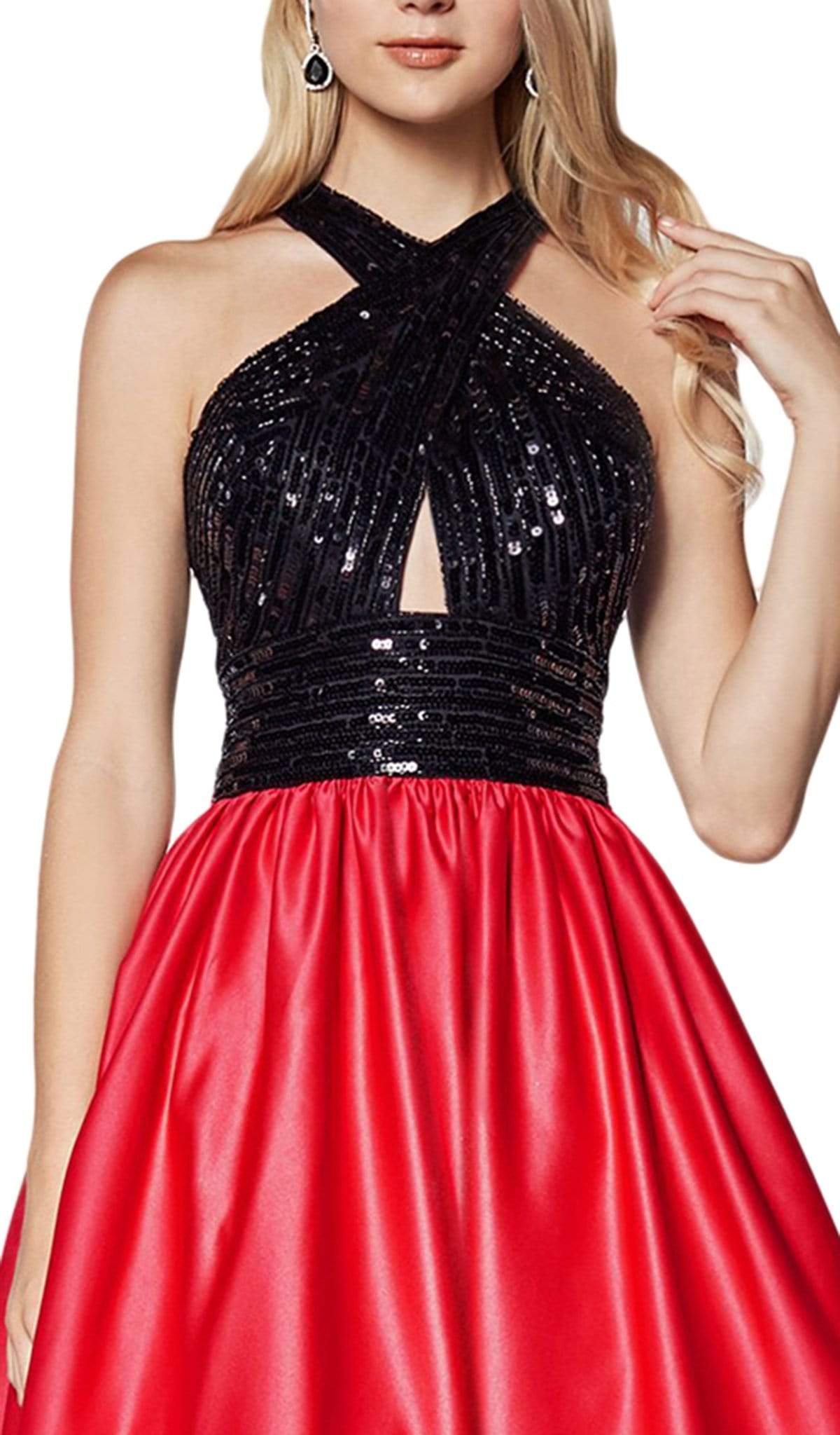 Cinderella Divine - J0234 Sequined Crisscross Cutout Bodice Gown Special Occasion Dress