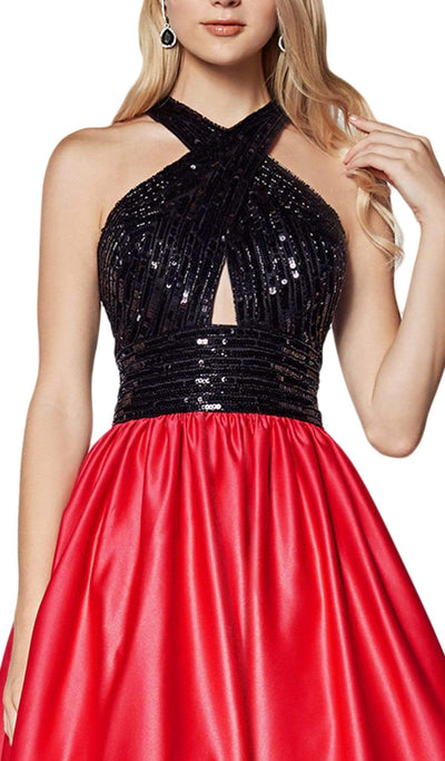 Cinderella Divine - J0234 Sequined Crisscross Cutout Bodice Gown Special Occasion Dress