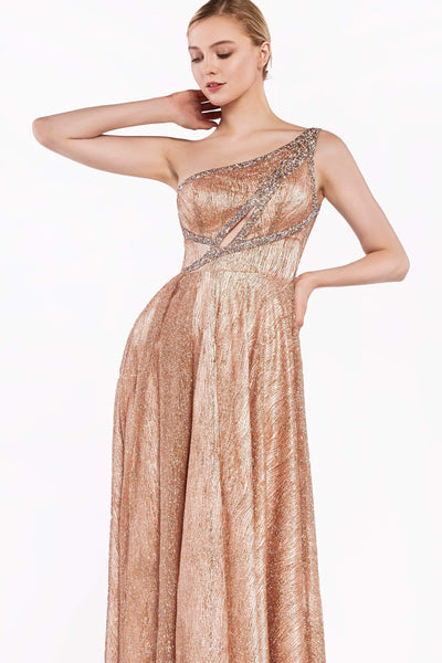 Cinderella Divine - J782 Asymmetric Shimmering Long Dress Prom Dresses