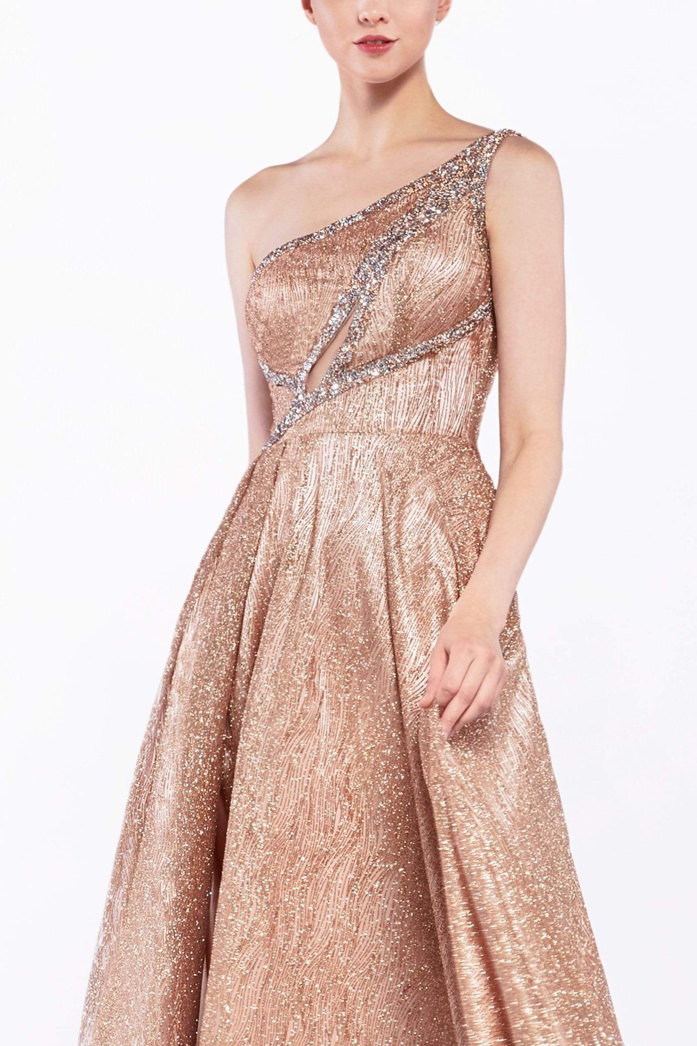 Cinderella Divine - J782 Asymmetric Shimmering Long Dress Prom Dresses