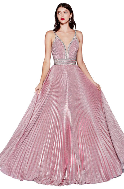 Cinderella Divine - J8589 Jewel-Trimmed Pleated Dress Evening Dresses