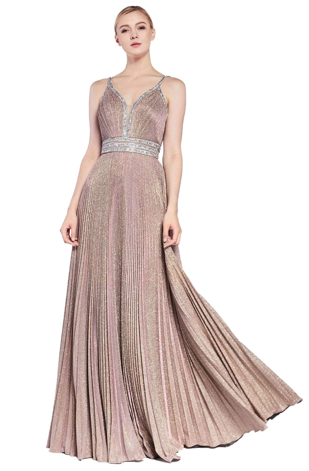 Cinderella Divine - J8589 Jewel-Trimmed Pleated Dress Evening Dresses 2 / Copper