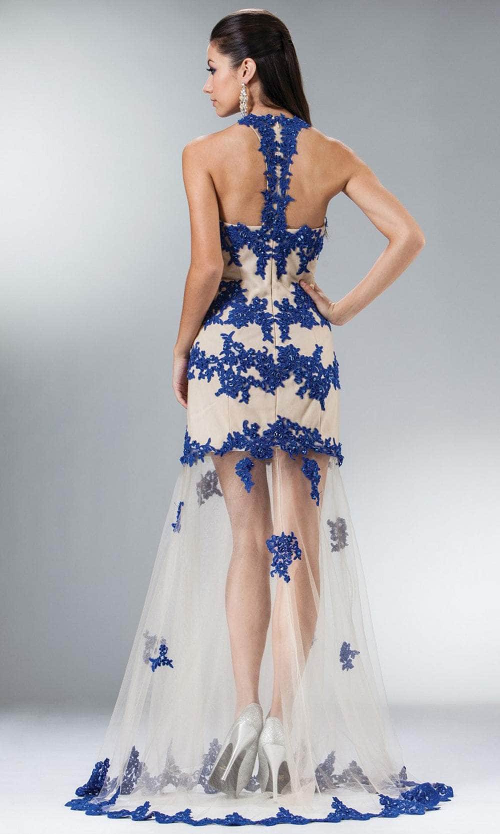 Cinderella Divine JC917 - Embroidered Halter Trumpet Sheer Dress Special Occasion Dress