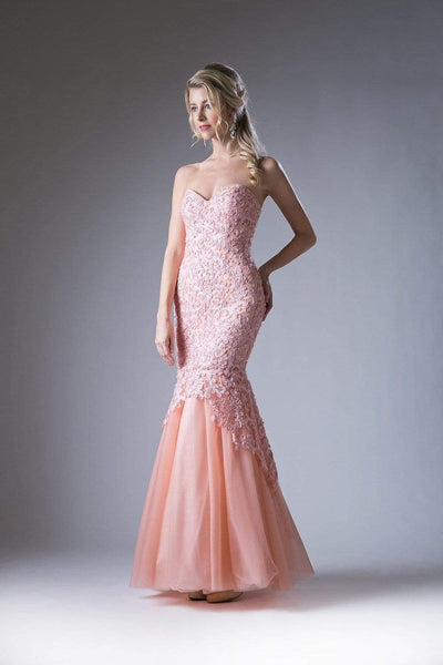 Cinderella Divine - KC1701 Beaded Lace Sweetheart Mermaid Gown Special Occasion Dress 2 / Blush