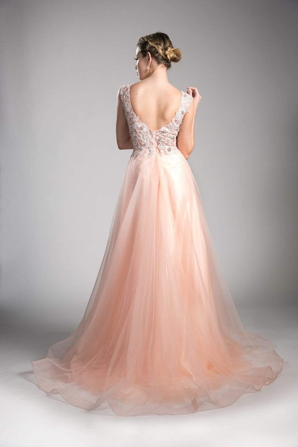 Cinderella Divine - KV1015 Embellished Scoop Neck A-line Dress Special Occasion Dress