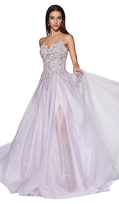 Cinderella Divine - KV1037 Adorned Lace Bodice Tulle Gown Special Occasion Dress 2 / Lavender