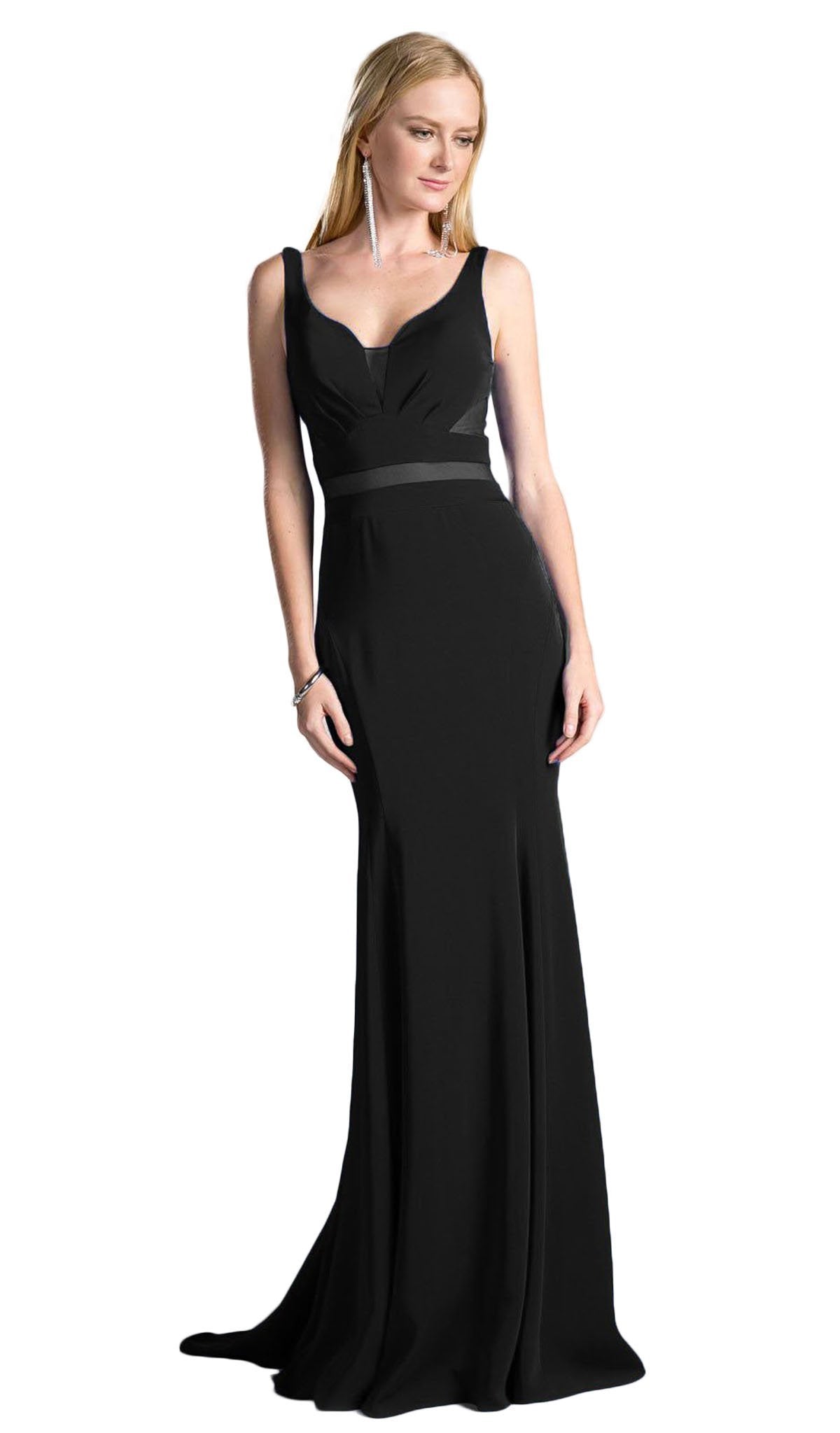 Cinderella Divine - Mock Two Piece Ruffled Sheath Dress Special Occasion Dress 2 / Black