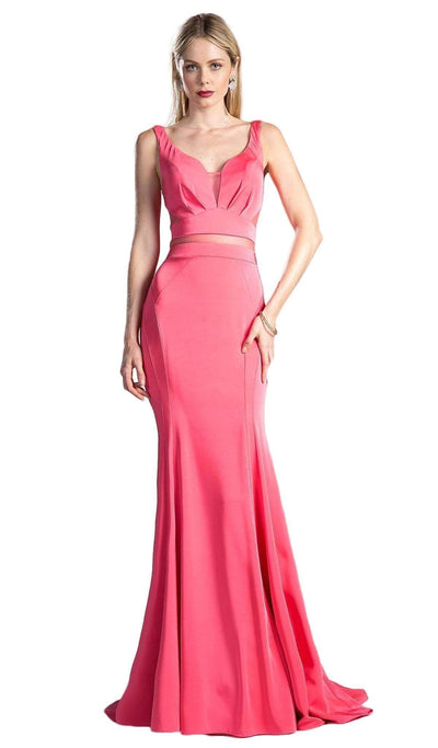 Cinderella Divine - Mock Two Piece Ruffled Sheath Dress Special Occasion Dress 2 / Deep Coral