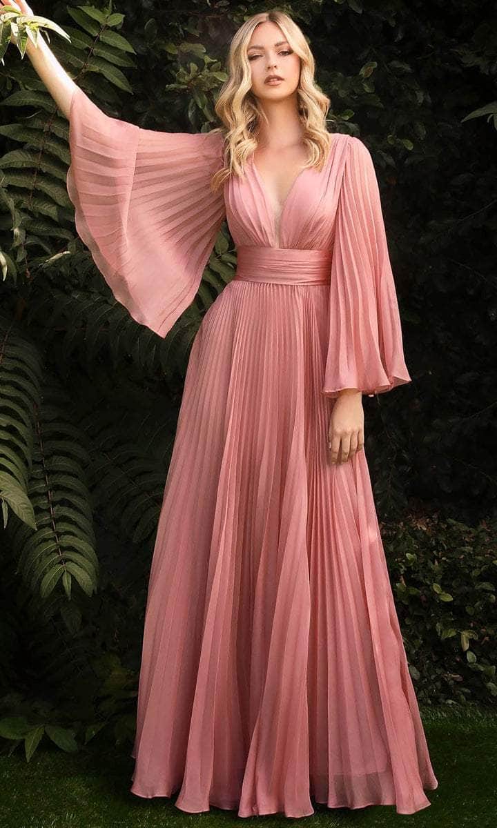 Cinderella Divine - Pleated Flutter Evening Dress CD242 CCSALE 12 / Rose Gold