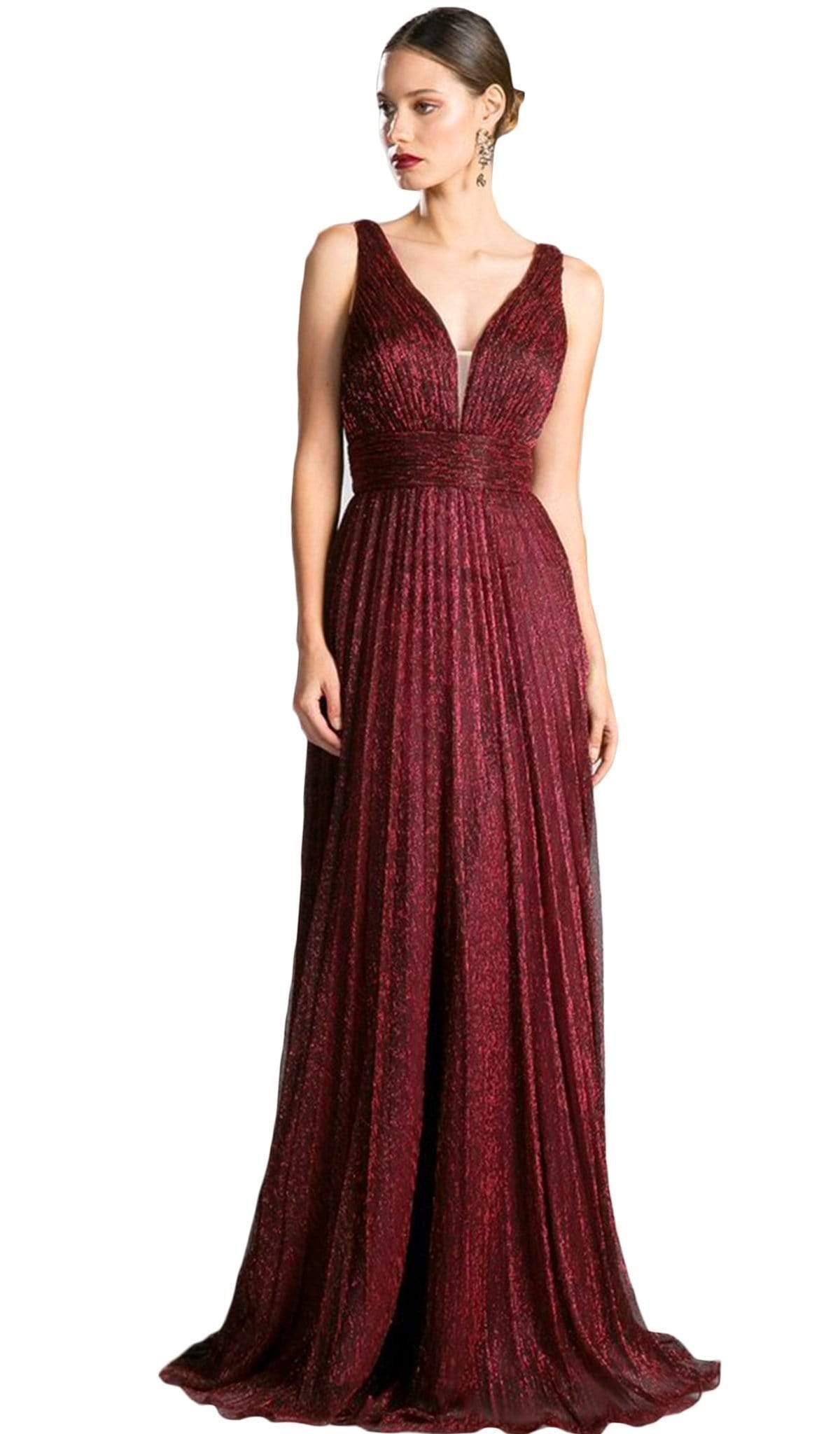Cinderella Divine - Glitter Ruche-Ornate Long Gown UT261SC In Red