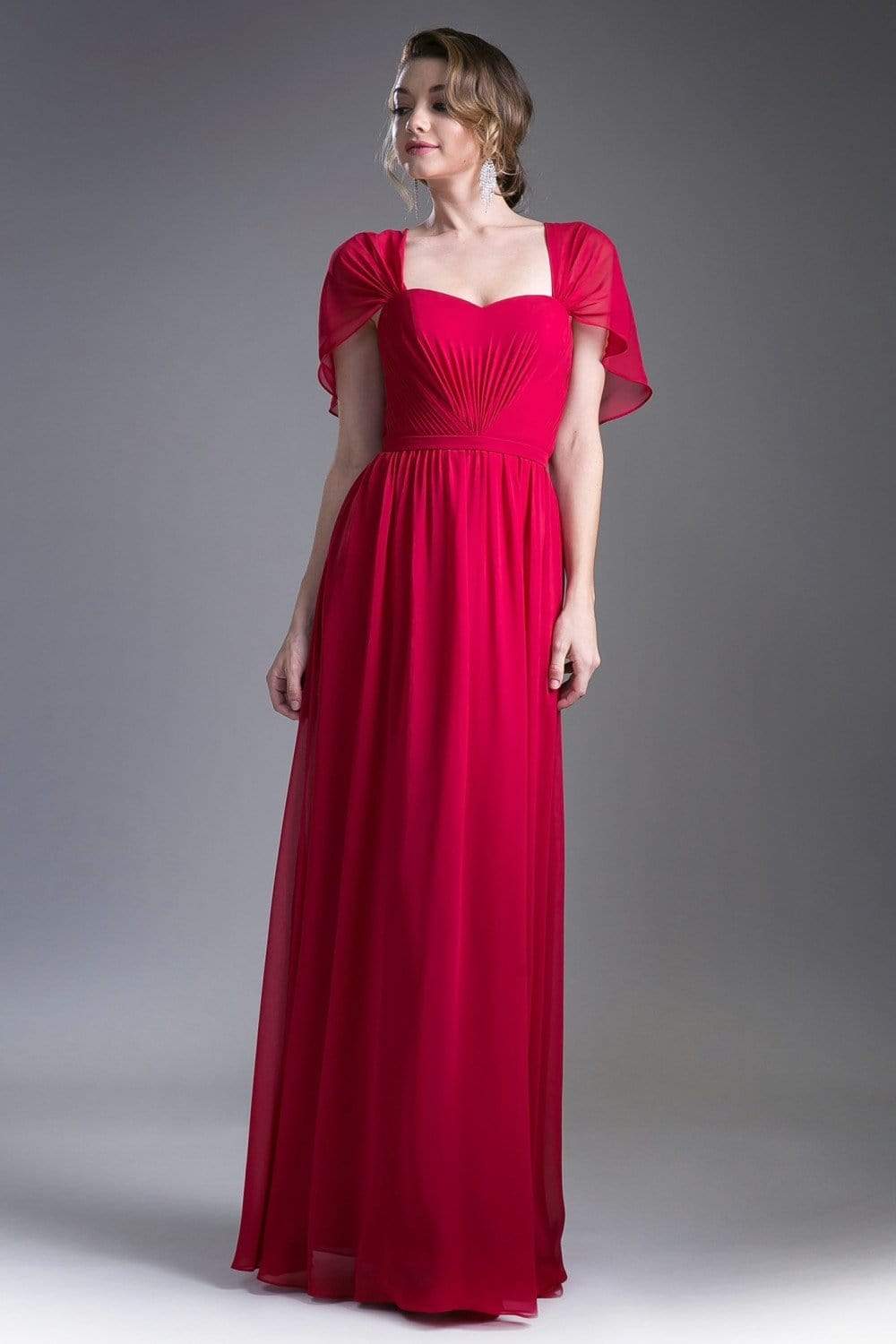 Cinderella Divine - Ruched Semi-Sweetheart Dress With Cape Detail Special Occasion Dress