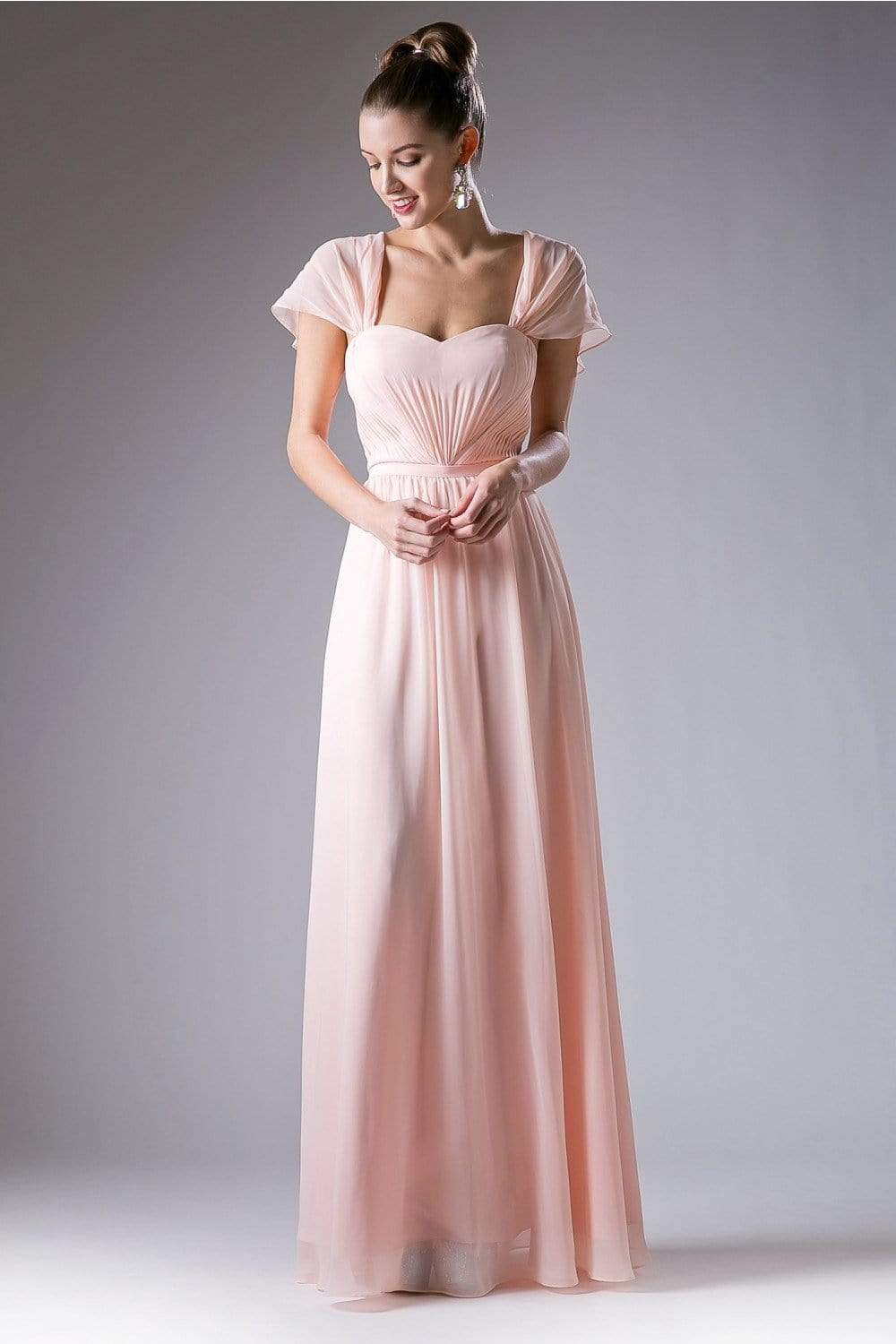 Cinderella Divine - Ruched Semi-Sweetheart Dress With Cape Detail Special Occasion Dress