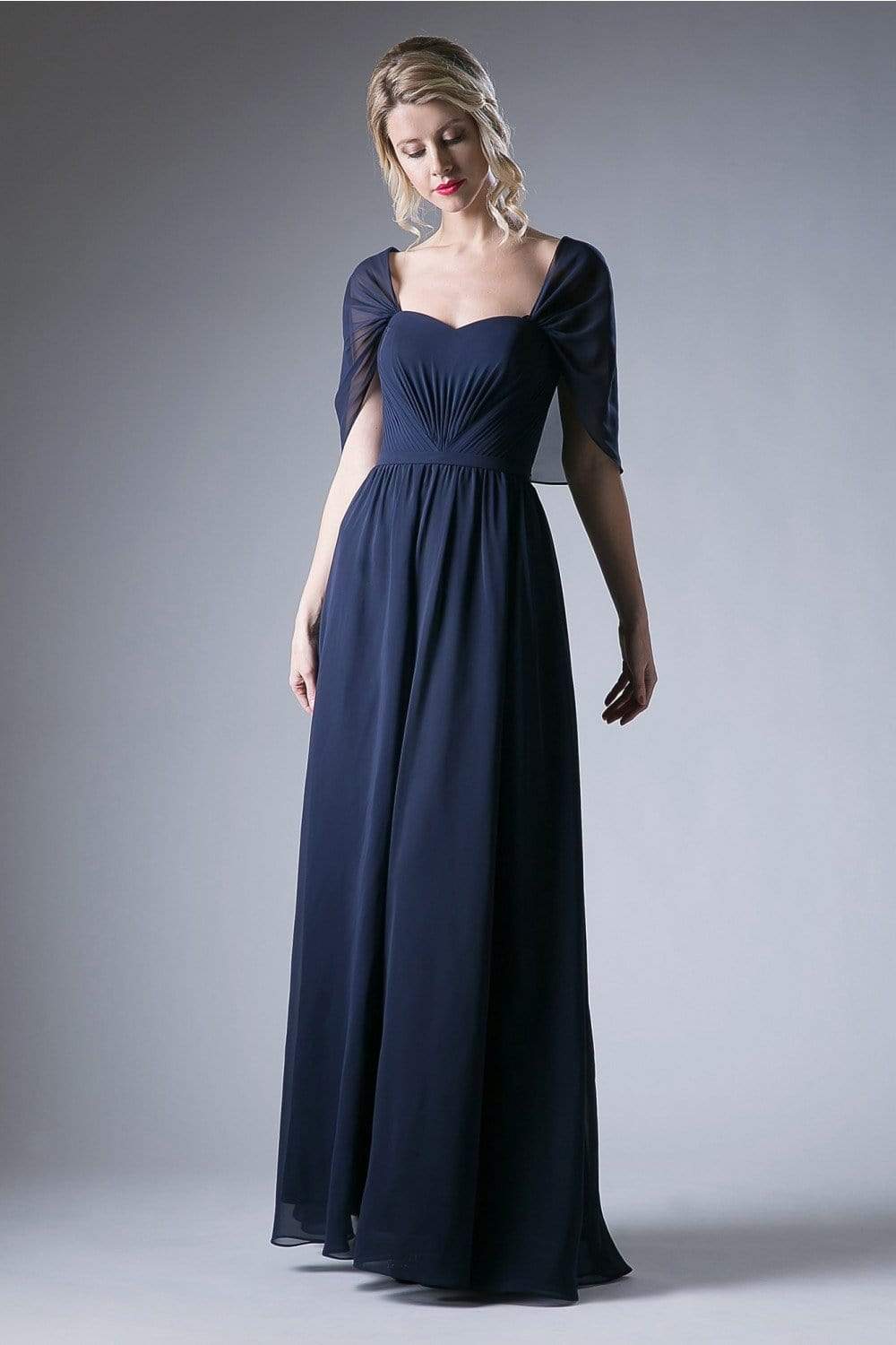 Cinderella Divine - Ruched Semi-Sweetheart Dress With Cape Detail Special Occasion Dress