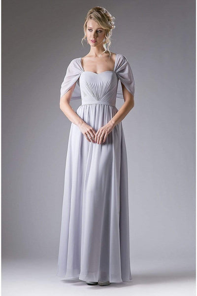 Cinderella Divine - Ruched Semi-Sweetheart Dress With Cape Detail Special Occasion Dress XS / Silver