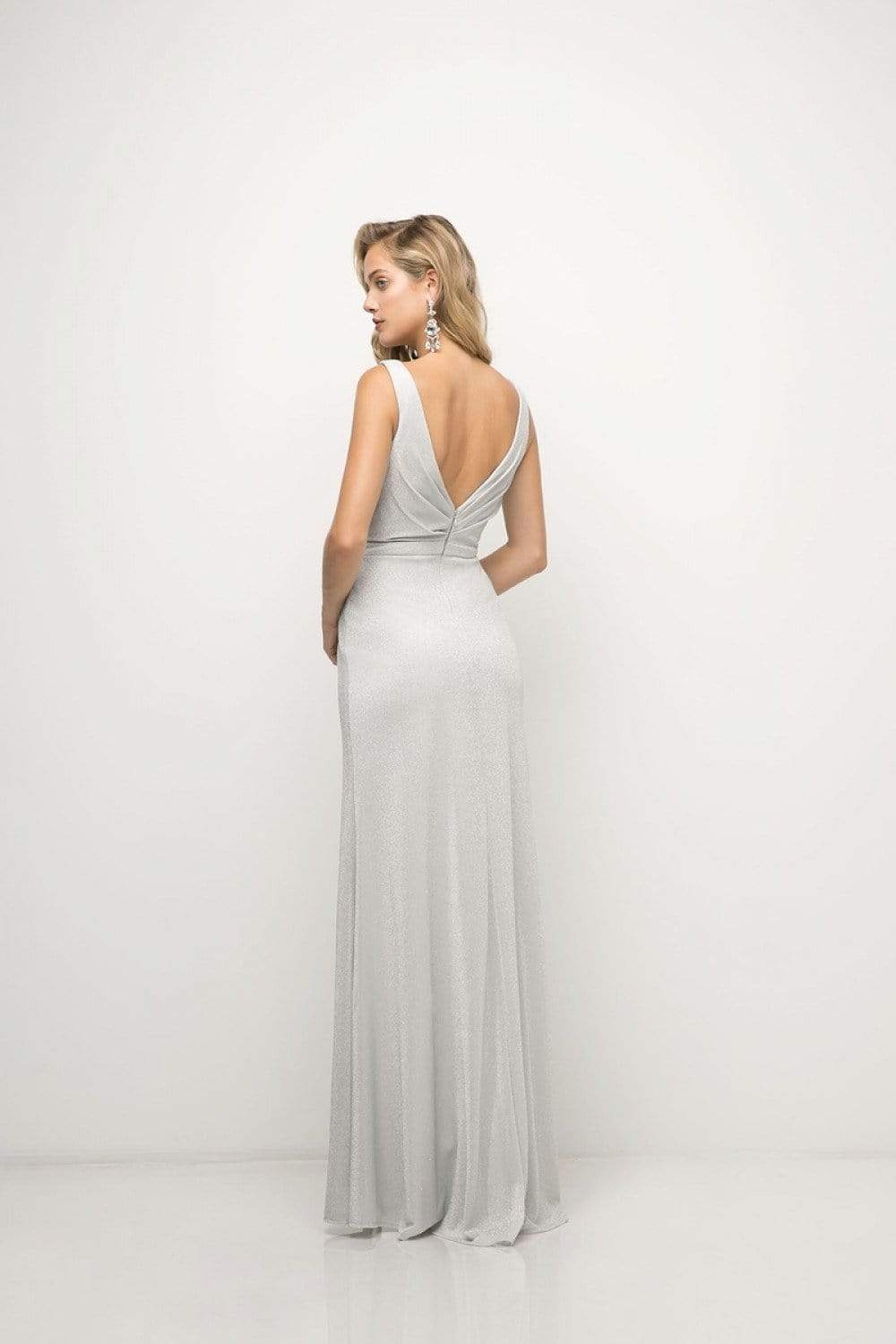 Cinderella Divine - Ruched V-neck Shimmer Fabric Sheath Dress Special Occasion Dress