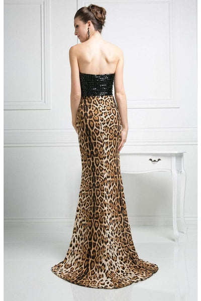 Cinderella Divine - S5235 Cheetah Printed Long Sheath Dress Evening Dresses