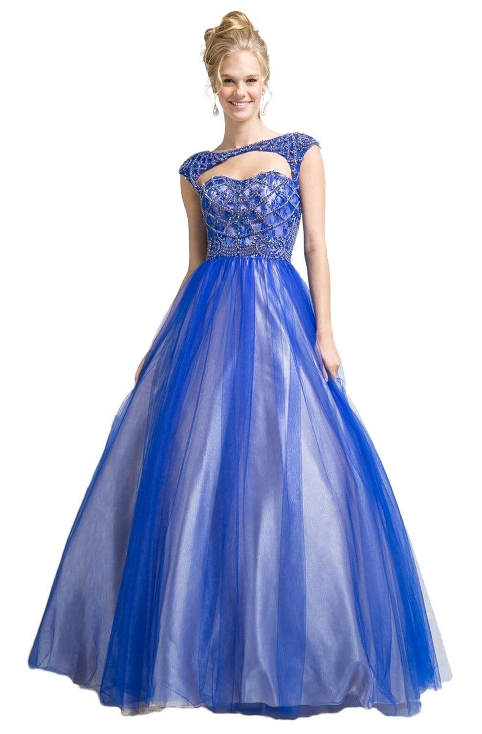Cinderella Divine - S5239 Princess-Like Long Ballgown Prom Dresses 2 / Royal