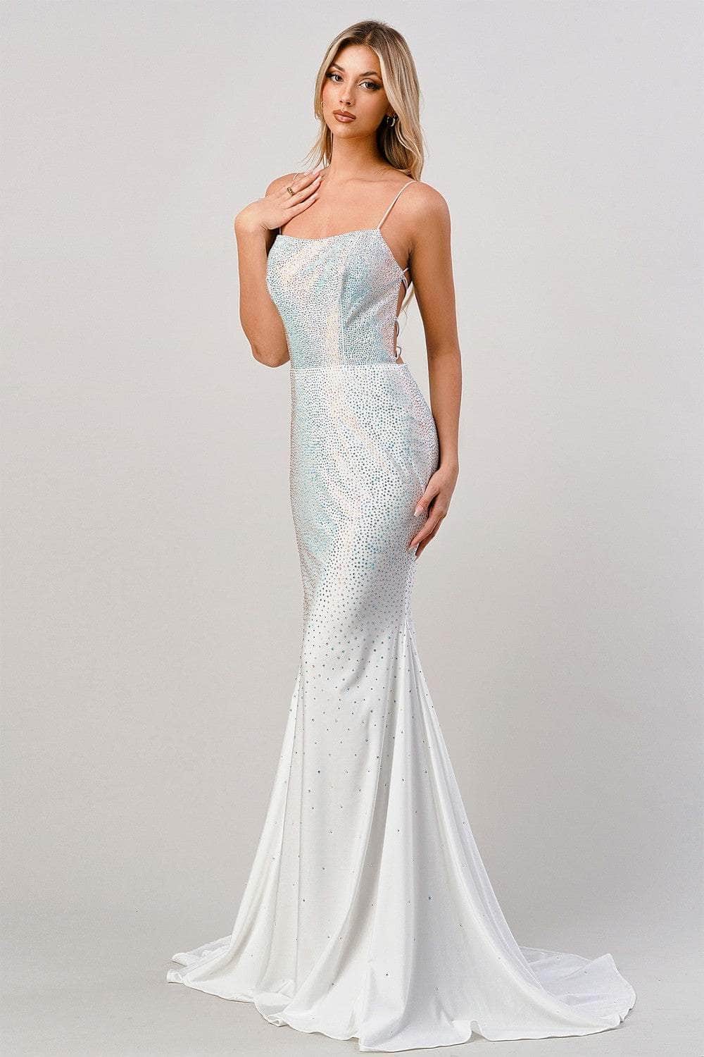 Cinderella Divine - Sequined Mermaid Prom Dress CD0179 - 1 pc White Multi In Size M Available CCSALE M / White Multi