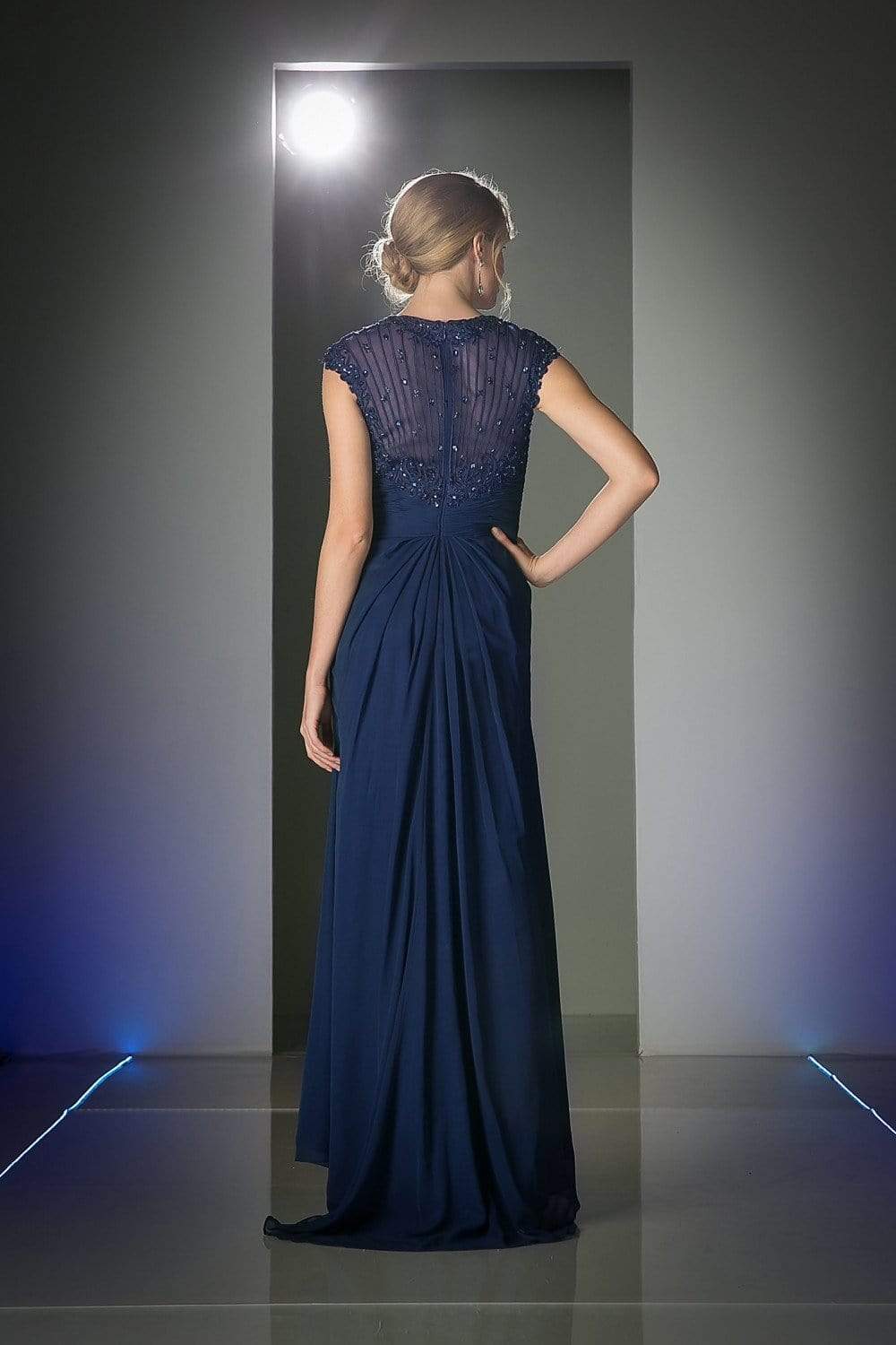 Cinderella Divine - Sheer Embellished V-neck Sheath Dress Special Occasion Dress