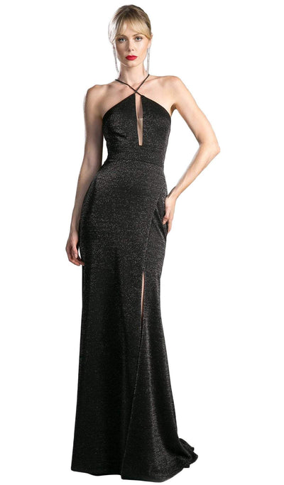 Cinderella Divine - Shimmer Halter Neck Sheath Evening Dress Evening Dresses S / Black