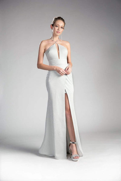 Cinderella Divine - Shimmer Halter Neck Sheath Evening Dress Evening Dresses S / Silver