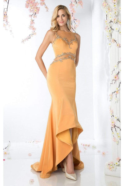 Cinderella Divine - SL765 Jersey Illusion Long Sheath Dress Evening Dresses