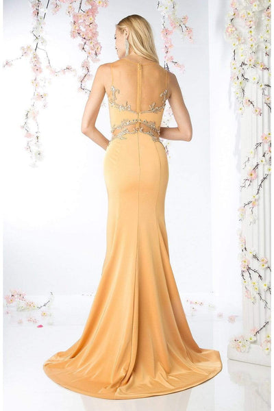 Cinderella Divine - SL765 Jersey Illusion Long Sheath Dress Evening Dresses