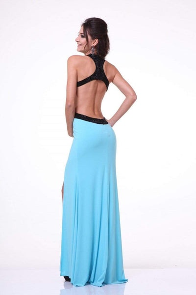 Cinderella Divine - Sleeveless Embellished Halter Jersey Sheath Dress Special Occasion Dress