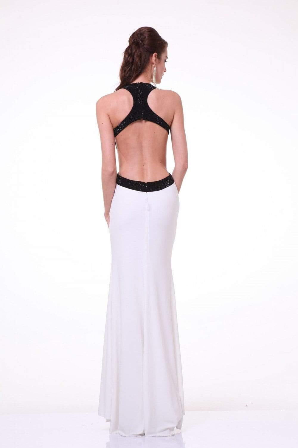 Cinderella Divine - Sleeveless Embellished Halter Jersey Sheath Dress Special Occasion Dress