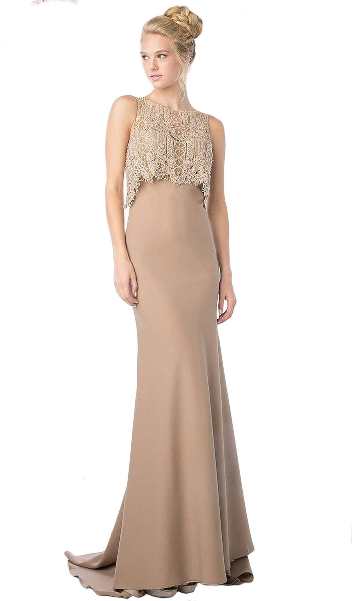 Cinderella Divine - Sleeveless Lace Popover Fitted Evening Gown Special Occasion Dress