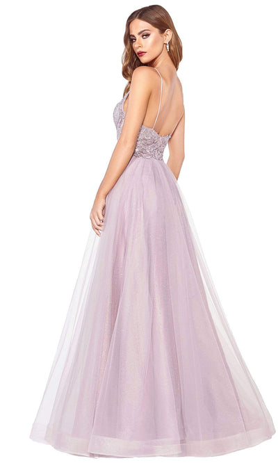 Cinderella Divine - Lace Bodice Tulle A-Line Dress CD899SC In Pink