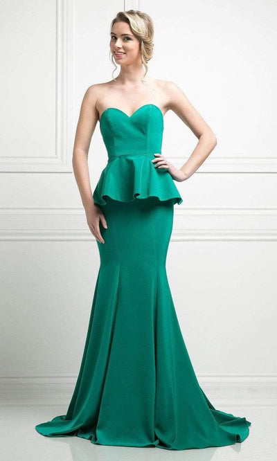 Cinderella Divine - Strapless Sweetheart Peplum Trumpet Dress Special Occasion Dress 2 / Green
