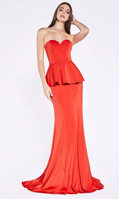 Cinderella Divine - Sweetheart Peplum Trumpet Dress P102 - 1 pc Red In Size 6 Available CCSALE 6 / Red