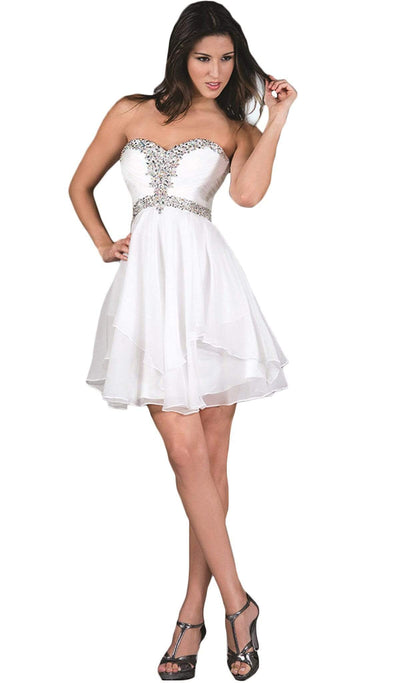 Cinderella Divine - Strapless Sweetheart Tiered Hem A-Line Cocktail Dress Special Occasion Dress