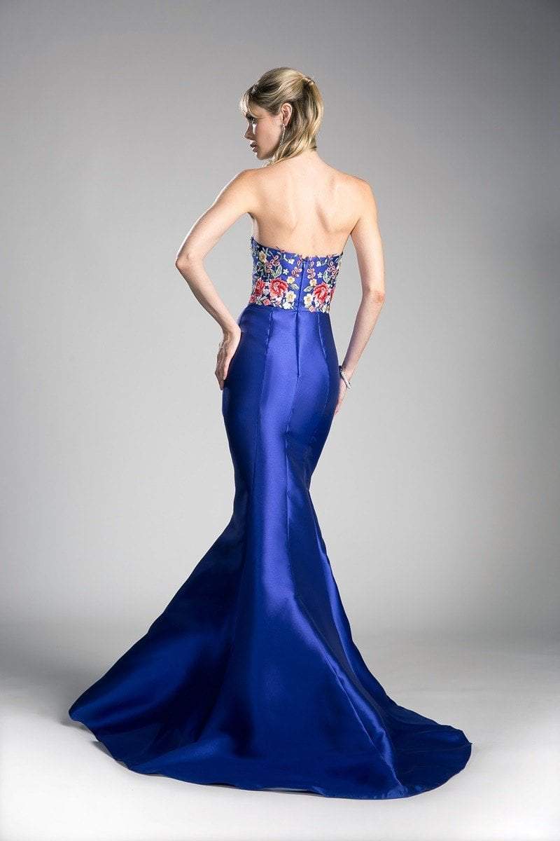 Cinderella Divine Strapless Vivid Floral Ornate Mermaid Gown HW06 - 1 pc Royal In Size S Available CCSALE S / Royal