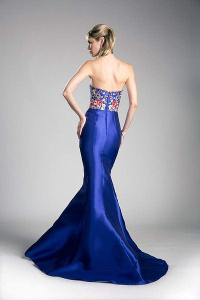 Cinderella Divine Strapless Vivid Floral Ornate Mermaid Gown HW06 - 1 pc Royal In Size S Available CCSALE S / Royal