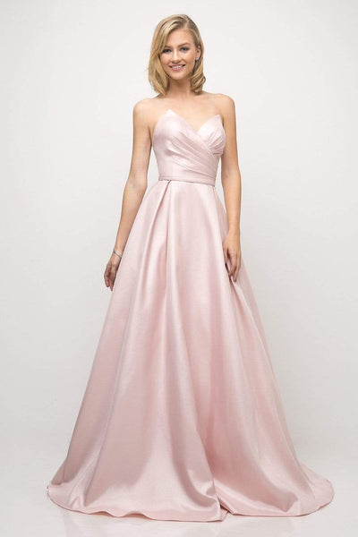 Cinderella Divine - UE008 Strapless Pointed Sweetheart Neck Backless Ballgown Special Occasion Dress 2 / Rose Pink