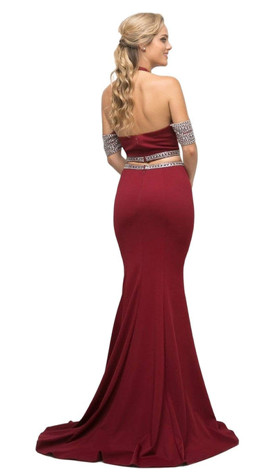 Cinderella Divine - UH551 Embellished Halter Trumpet Dress Prom Dresses