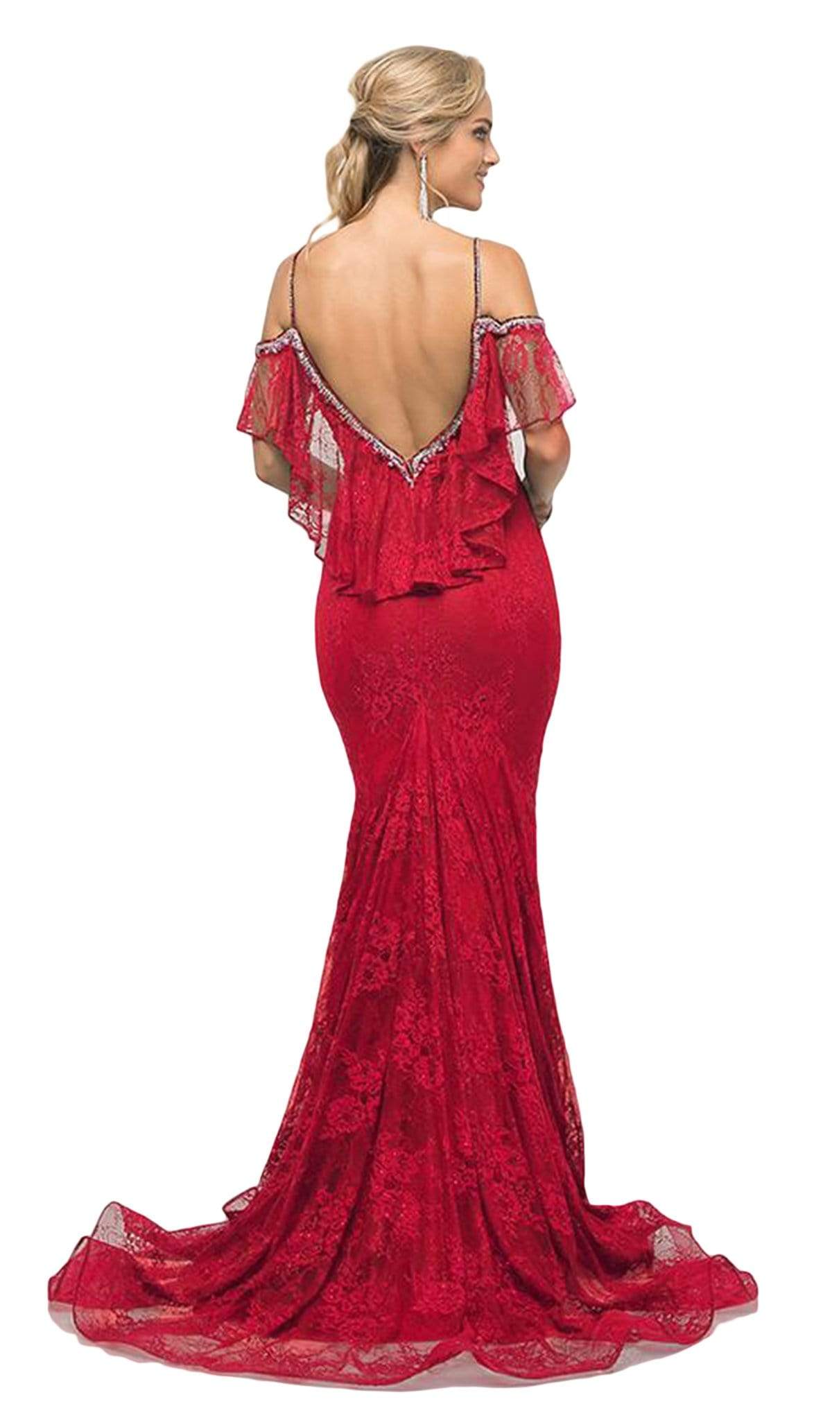 Cinderella Divine - UH552 Beaded Cold Shoulder Mermaid Dress Special Occasion Dress