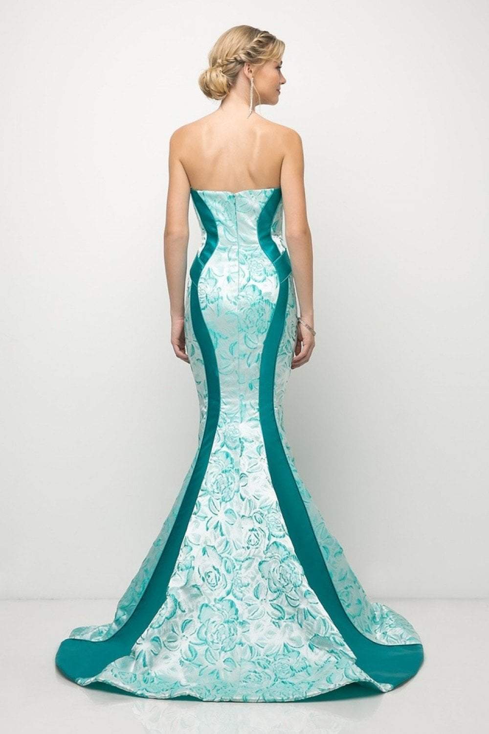 Cinderella Divine - US001 Floral Print Strapless Mermaid Gown - 1 pc Green In Size 10 Available CCSALE 10 / Green