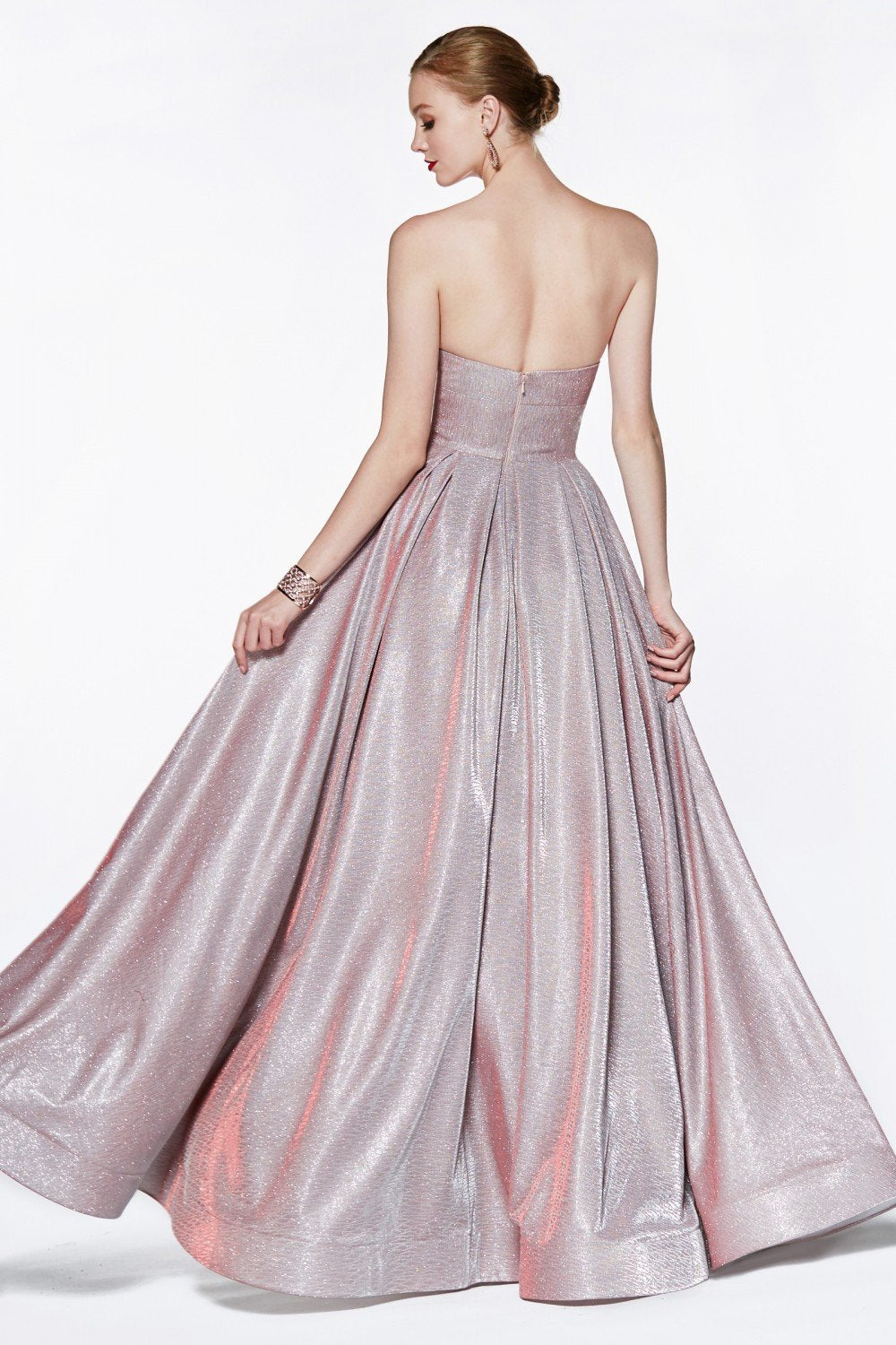 Cinderella Divine - CJ522 Strapless Sweetheart High Slit Shimmer Gown