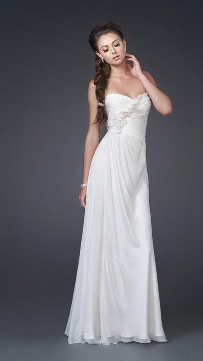 La Femme - Elegant Gown with Jeweled Waist 15648 in White